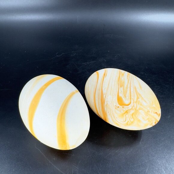 Vintage Nemadji Pottery Hand Made Ceramic Swirl Egg Shaped Figurine Set 2 USA - Picture 13 of 14